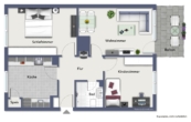 Grundriss - Kernsanierte 3-Zimmer-Wohnung mit Sonnenbalkon in Köln Bilderstöckchen!